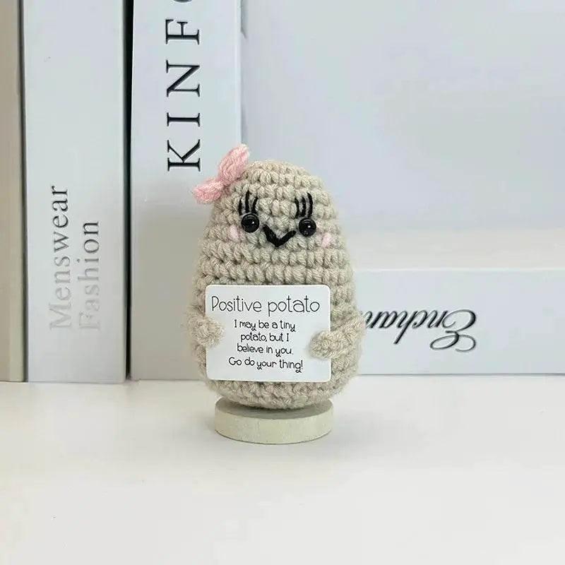  Funny Positive Crochet Sunshine Doll Desktop Ornament Handmade Cheer Emotional Support Sun with Card Home Party Decor -  ToylandEU™