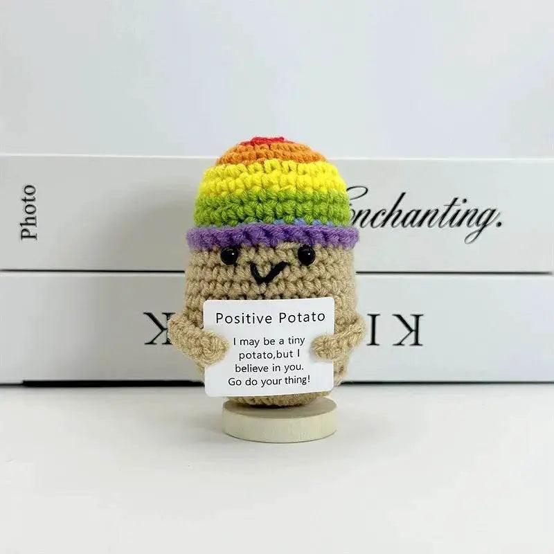  Funny Positive Crochet Sunshine Doll Desktop Ornament Handmade Cheer Emotional Support Sun with Card Home Party Decor -  ToylandEU™
