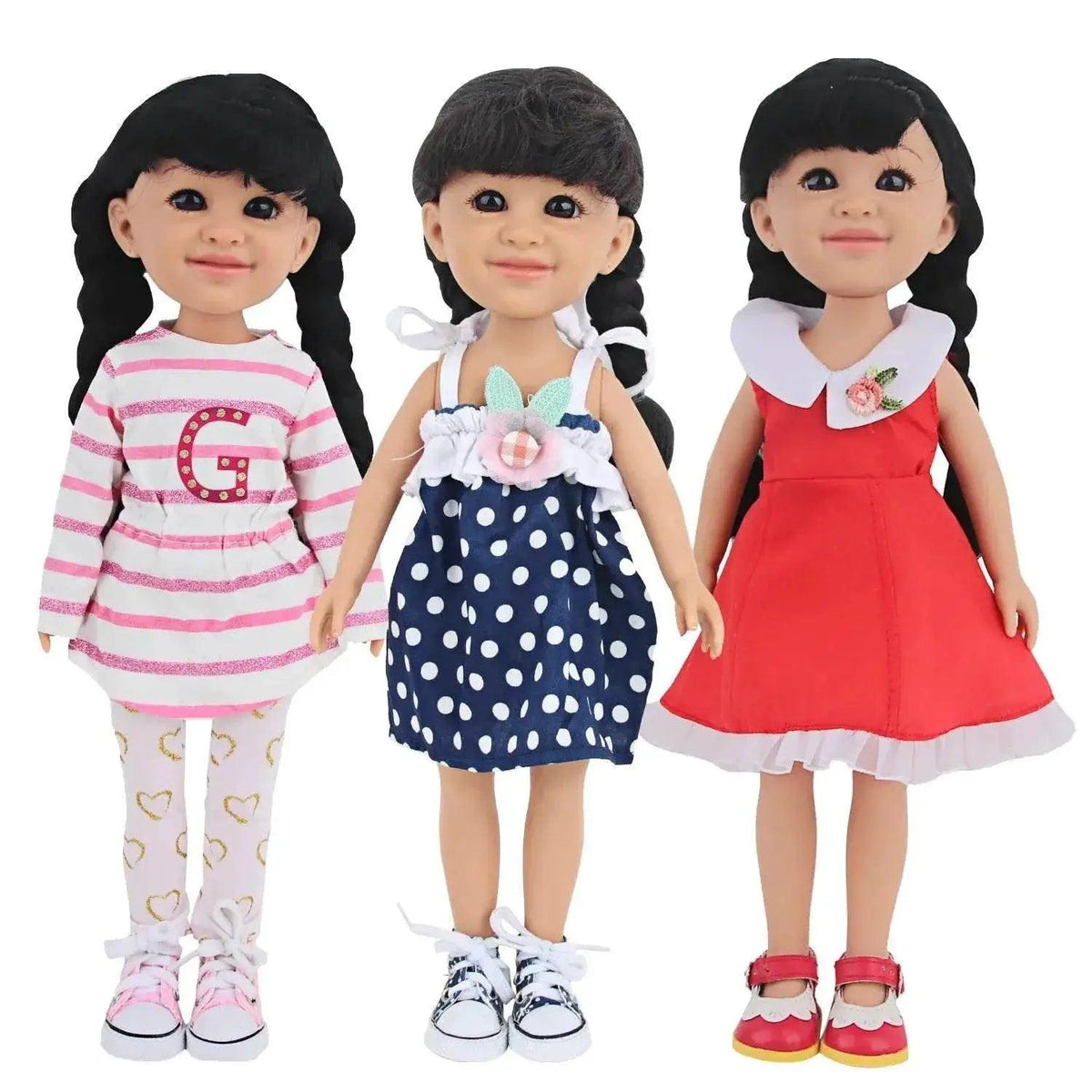  35CM Girl Dolls With Smooth Black Long Hair Black Eyes 14 Inches Baby Doll With Dress Shoes Toys -  ToylandEU™