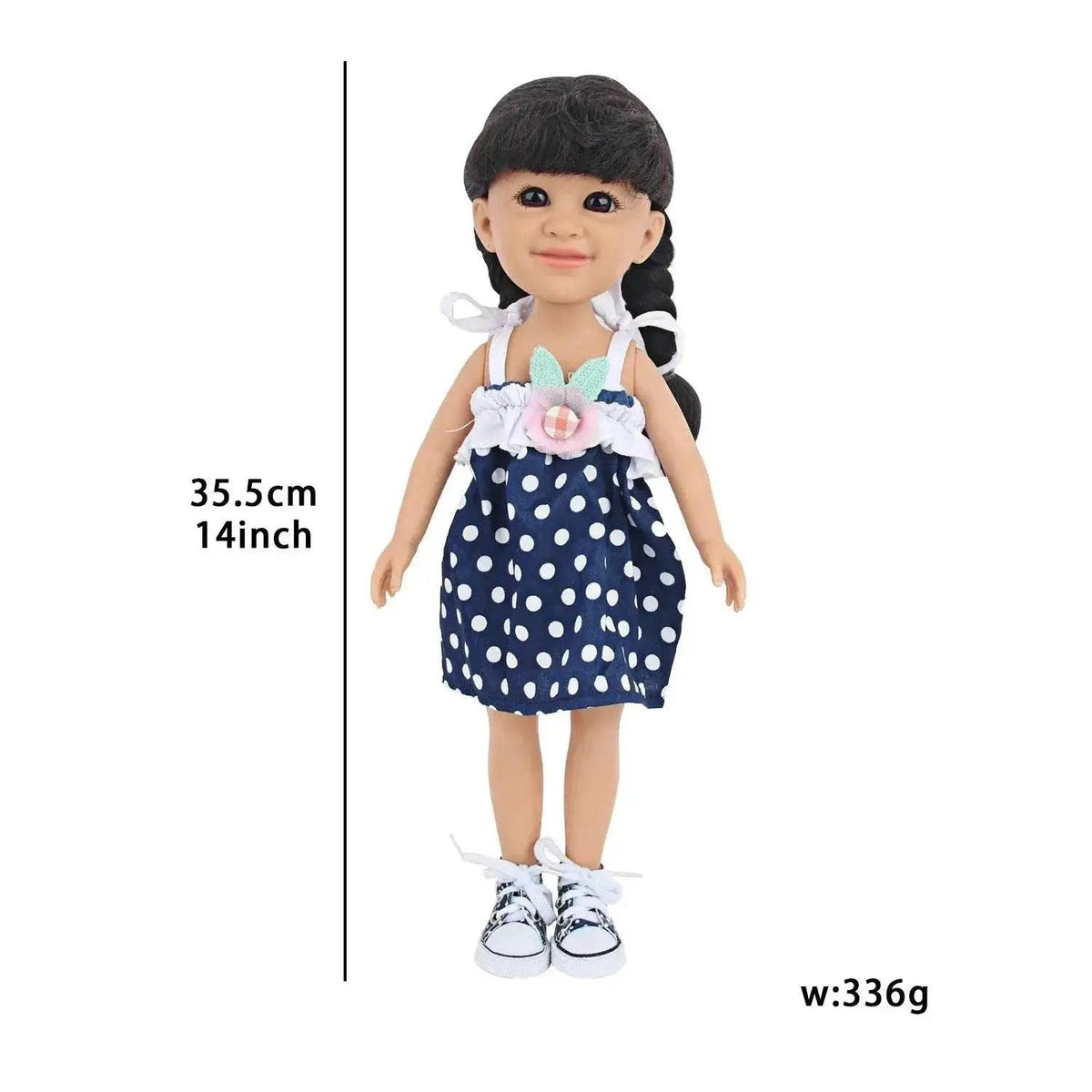  35CM Girl Dolls With Smooth Black Long Hair Black Eyes 14 Inches Baby Doll With Dress Shoes Toys -  ToylandEU™