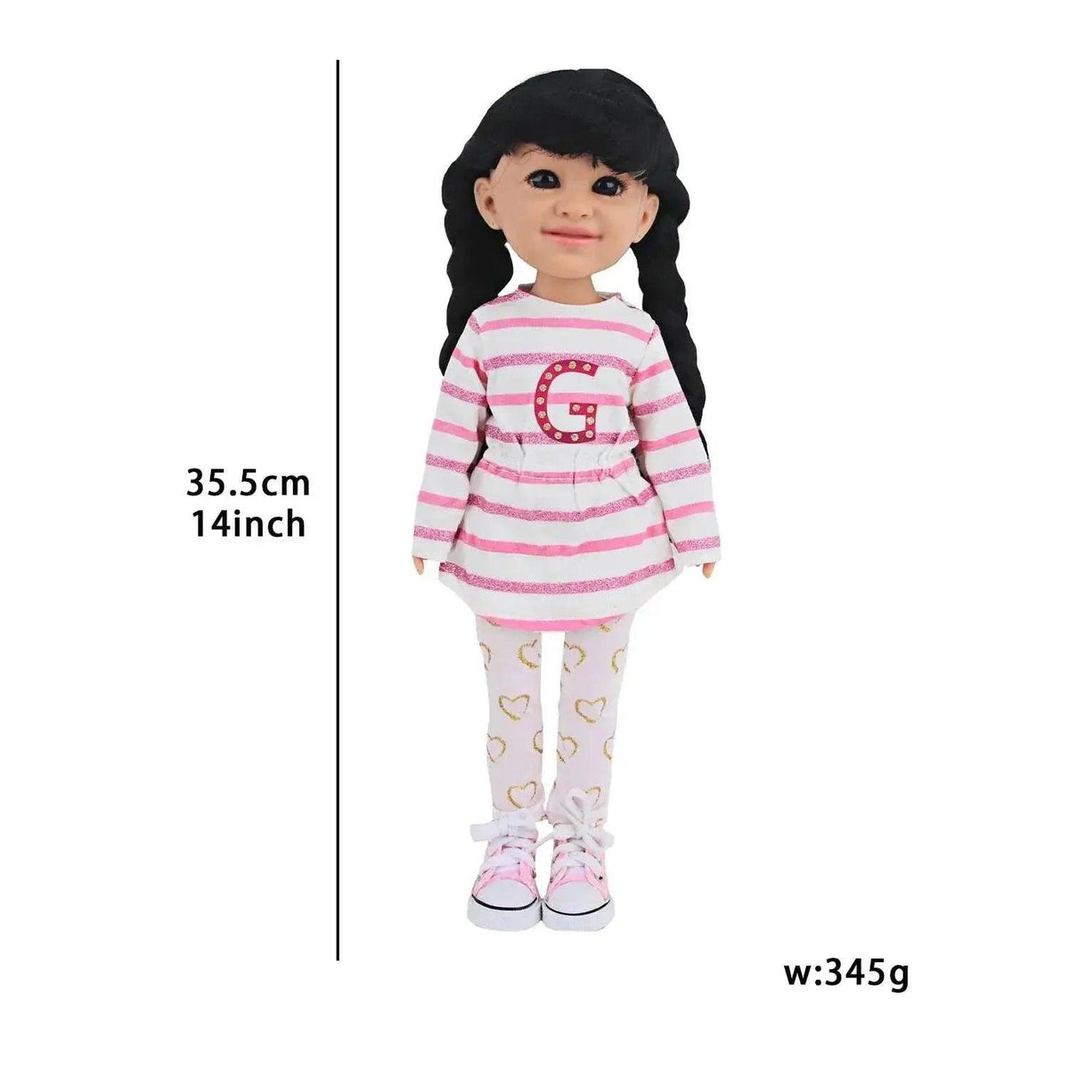  35CM Girl Dolls With Smooth Black Long Hair Black Eyes 14 Inches Baby Doll With Dress Shoes Toys -  ToylandEU™