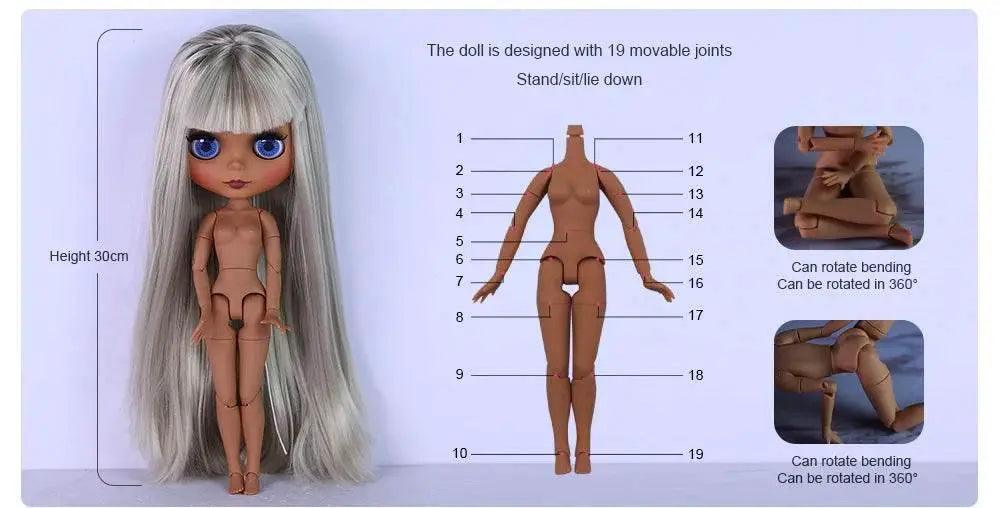  ICY DBS Blyth 1/6 Doll 30cm Black Skin Matte Face Cute Set BJD Full SD -  ToylandEU™