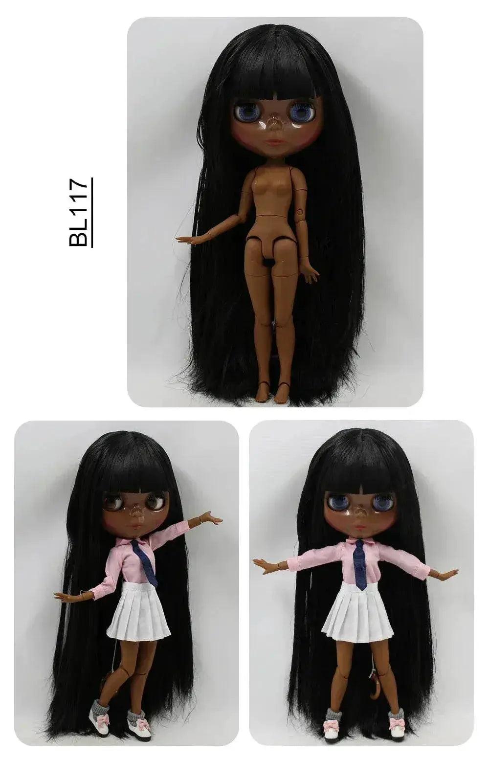  ICY DBS Blyth Doll Super Black Skin Joint Body Shiny Face 30cm Anime Nude Doll Girls Gift -  ToylandEU™