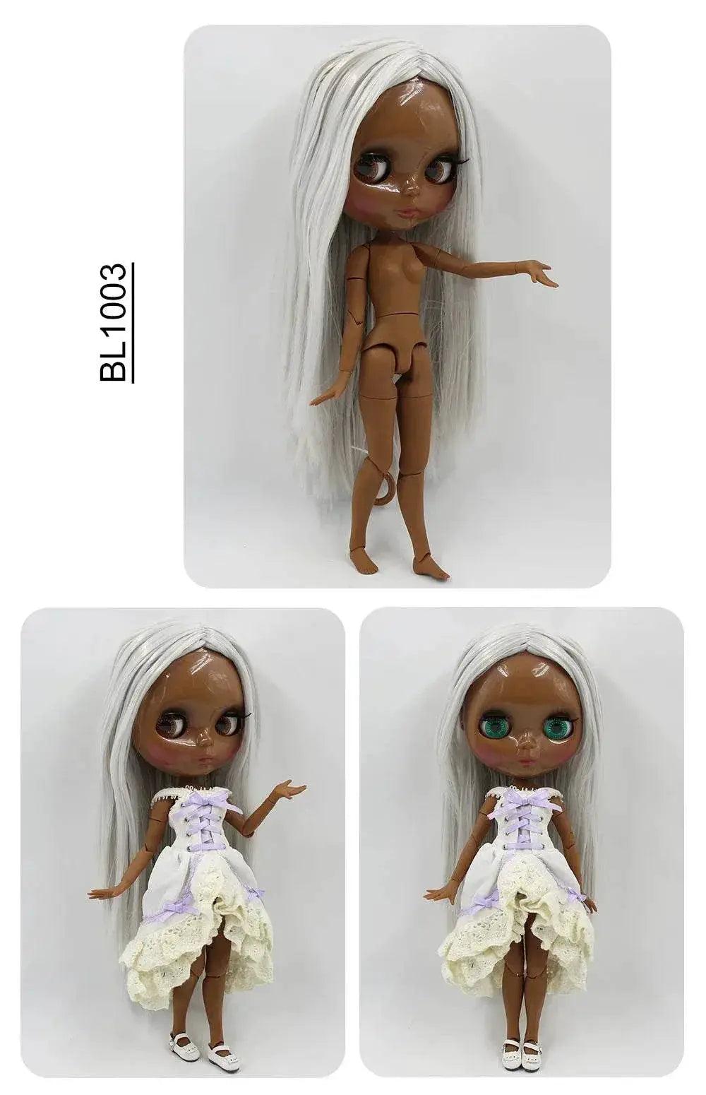  ICY DBS Blyth Doll Super Black Skin Joint Body Shiny Face 30cm Anime Nude Doll Girls Gift -  ToylandEU™