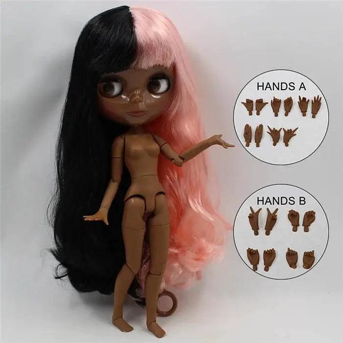  ICY DBS Blyth Doll Super Black Skin Joint Body Shiny Face 30cm Anime Nude Doll Girls Gift -  ToylandEU™