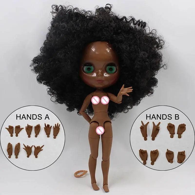  ICY DBS Blyth Doll Super Black Skin Joint Body Shiny Face 30cm Anime Nude Doll Girls Gift -  ToylandEU™