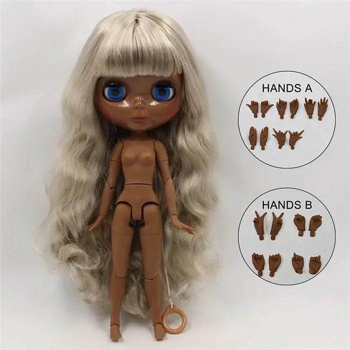  ICY DBS Blyth Doll Super Black Skin Joint Body Shiny Face 30cm Anime Nude Doll Girls Gift -  ToylandEU™