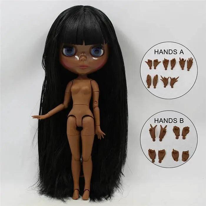  ICY DBS Blyth Doll Super Black Skin Joint Body Shiny Face 30cm Anime Nude Doll Girls Gift -  ToylandEU™