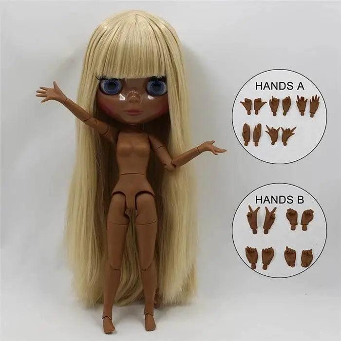  ICY DBS Blyth Doll Super Black Skin Joint Body Shiny Face 30cm Anime Nude Doll Girls Gift -  ToylandEU™