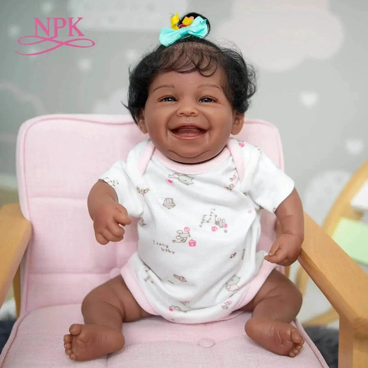  NPK 49CM Full Body Soft Silicone Bebe Doll Reborn African American Black Dark Skin Baby Waterproof Bath Toy -  ToylandEU™