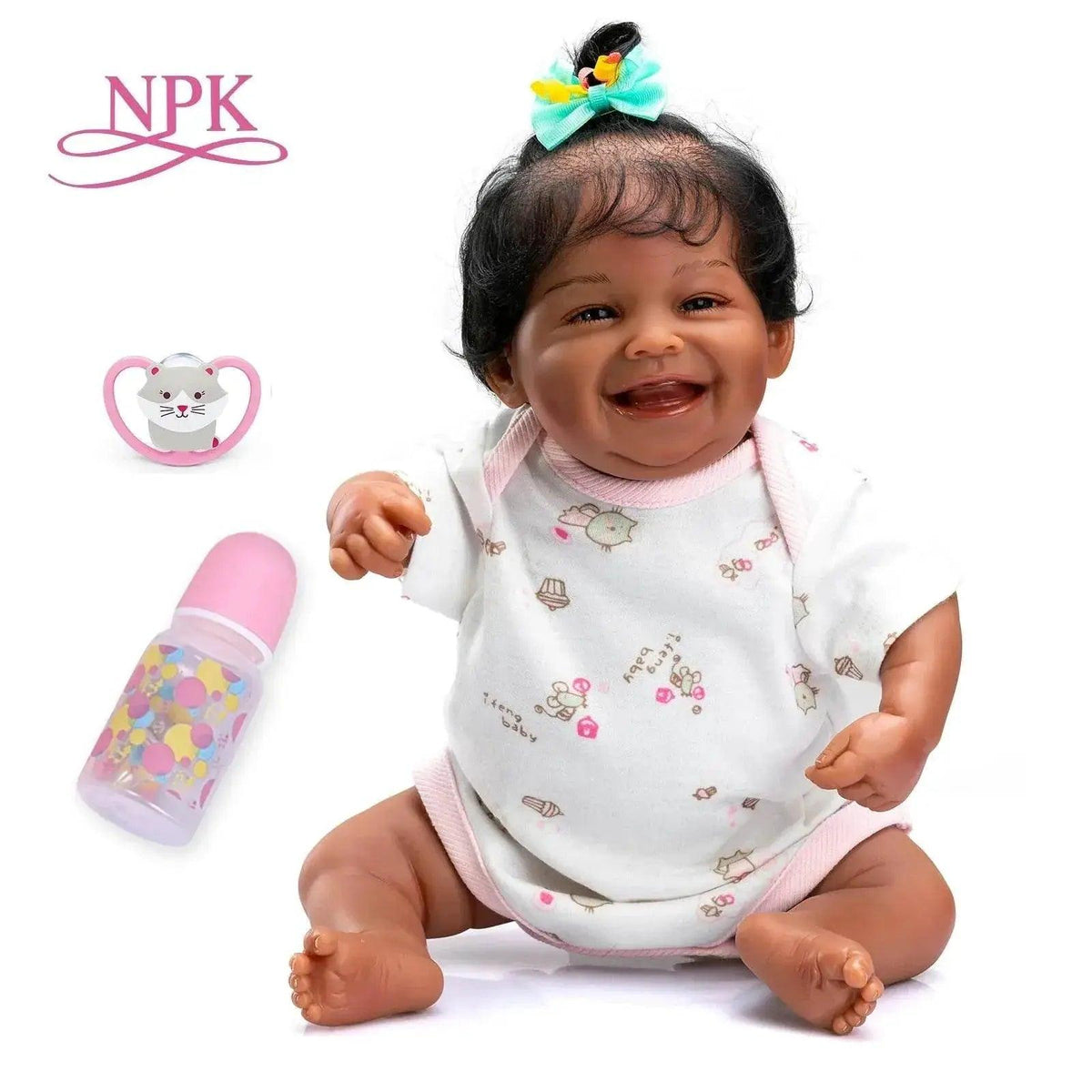  NPK 49CM Full Body Soft Silicone Bebe Doll Reborn African American Black Dark Skin Baby Waterproof Bath Toy -  ToylandEU™