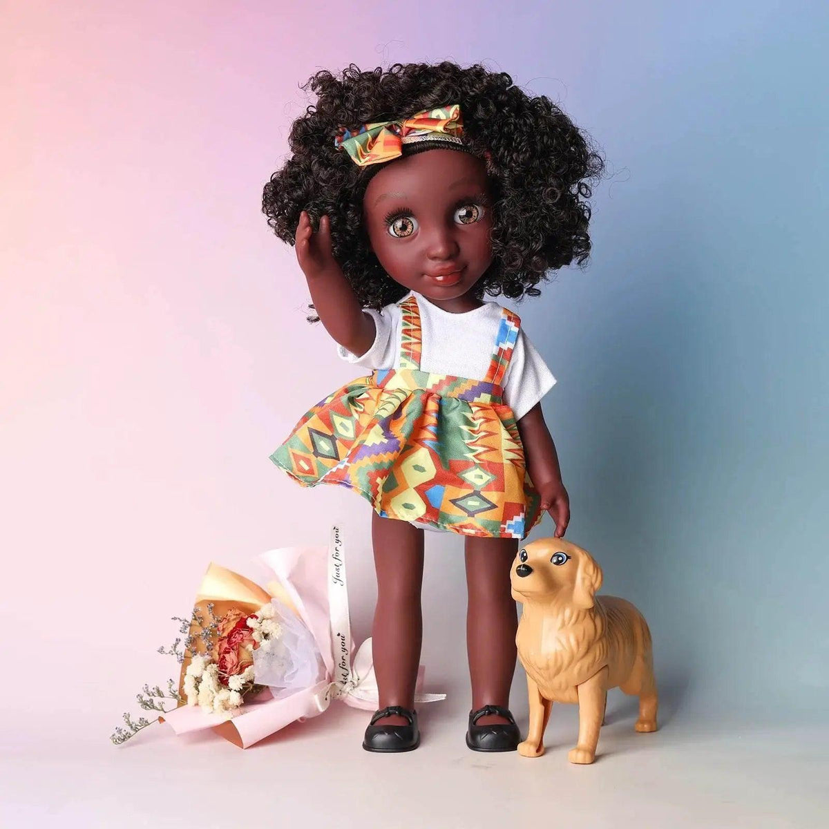  One Piece 14 Inch American African Black Doll with Curly Hair Full Set Gift for Girls -  ToylandEU™