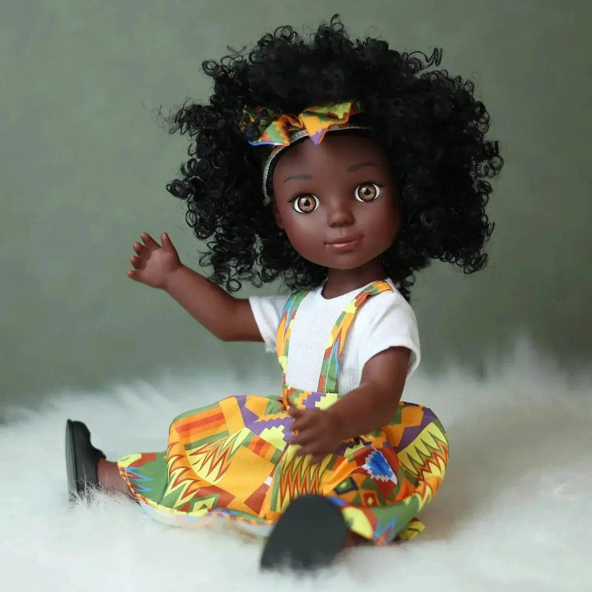  One Piece 14 Inch American African Black Doll with Curly Hair Full Set Gift for Girls -  ToylandEU™