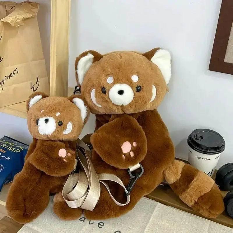  Red Panda Plush Backpack Cute Plushie Doll Women Crossbody Fur Soft Shoulder Bag for Camping Travel Party Female Birthday Gift -  ToylandEU™