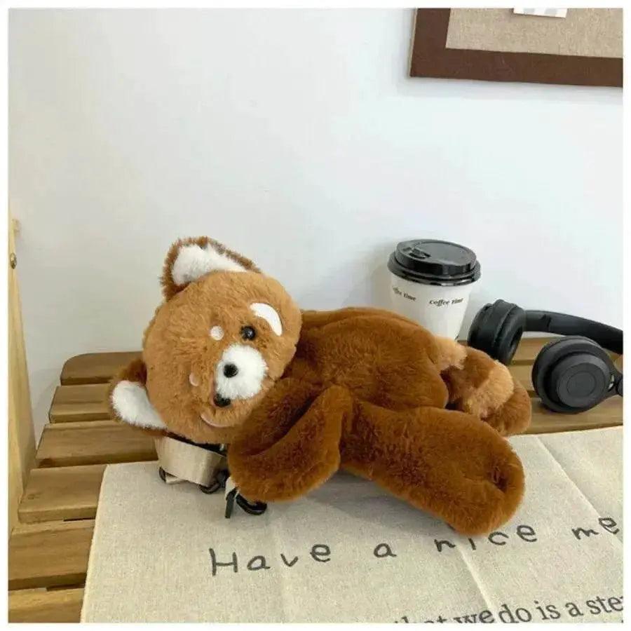  Red Panda Plush Backpack Cute Plushie Doll Women Crossbody Fur Soft Shoulder Bag for Camping Travel Party Female Birthday Gift -  ToylandEU™