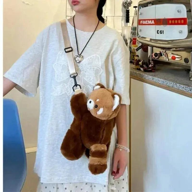  Red Panda Plush Backpack Cute Plushie Doll Women Crossbody Fur Soft Shoulder Bag for Camping Travel Party Female Birthday Gift -  ToylandEU™