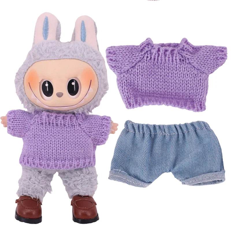 Doll Sweater Overall Shoes 3Pcs Set For Labubu Clothes - ToylandEU