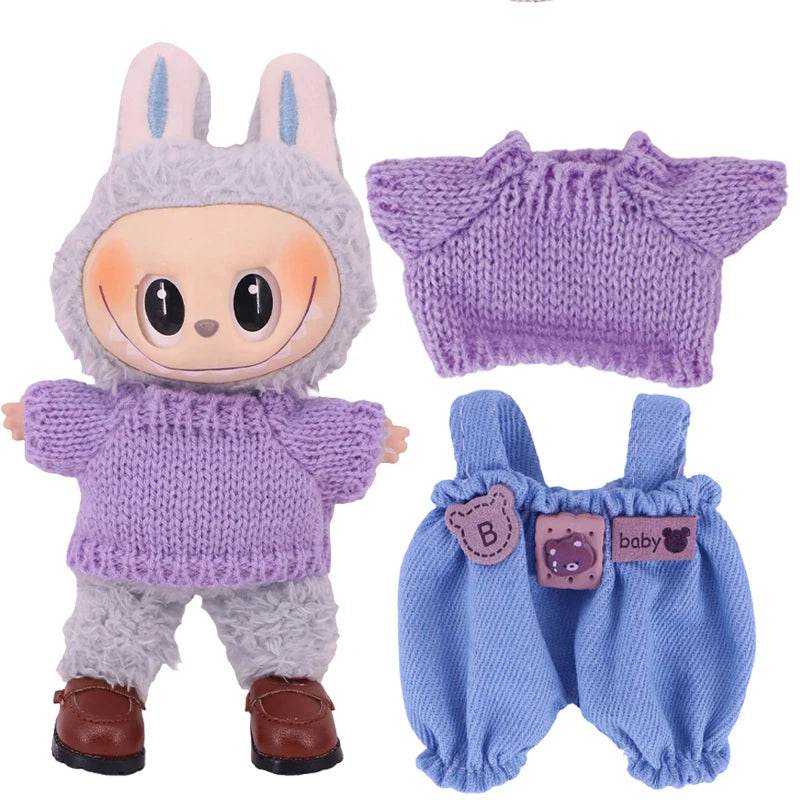 Doll Sweater Overall Shoes 3Pcs Set For Labubu Clothes - ToylandEU
