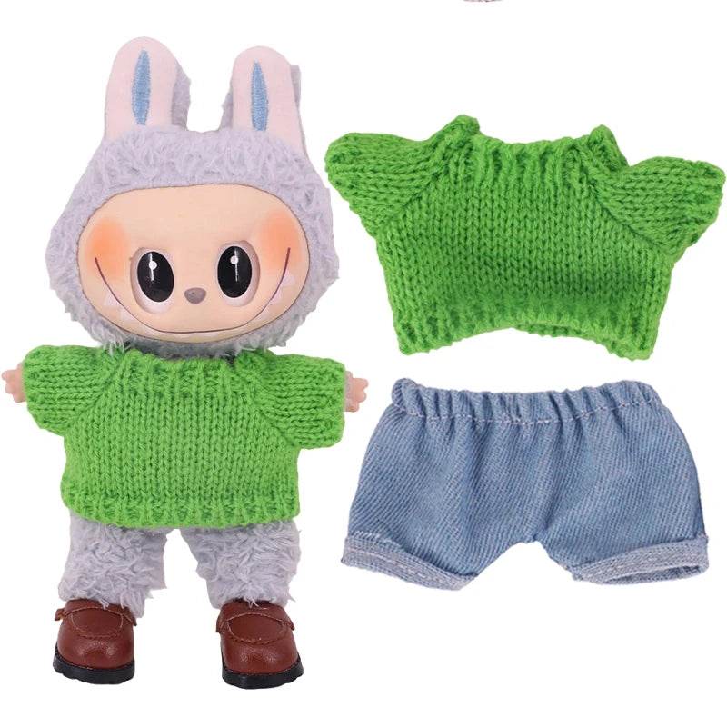 Doll Sweater Overall Shoes 3Pcs Set For Labubu Clothes - ToylandEU