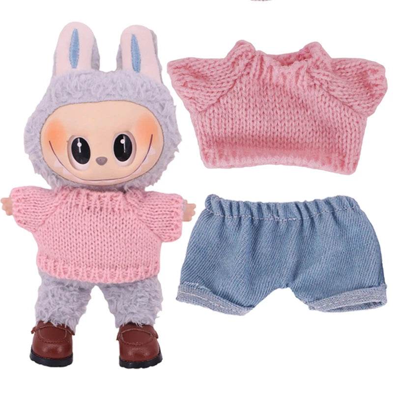 Doll Sweater Overall Shoes 3Pcs Set For Labubu Clothes - ToylandEU