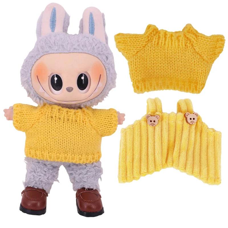 Doll Sweater Overall Shoes 3Pcs Set For Labubu Clothes - ToylandEU