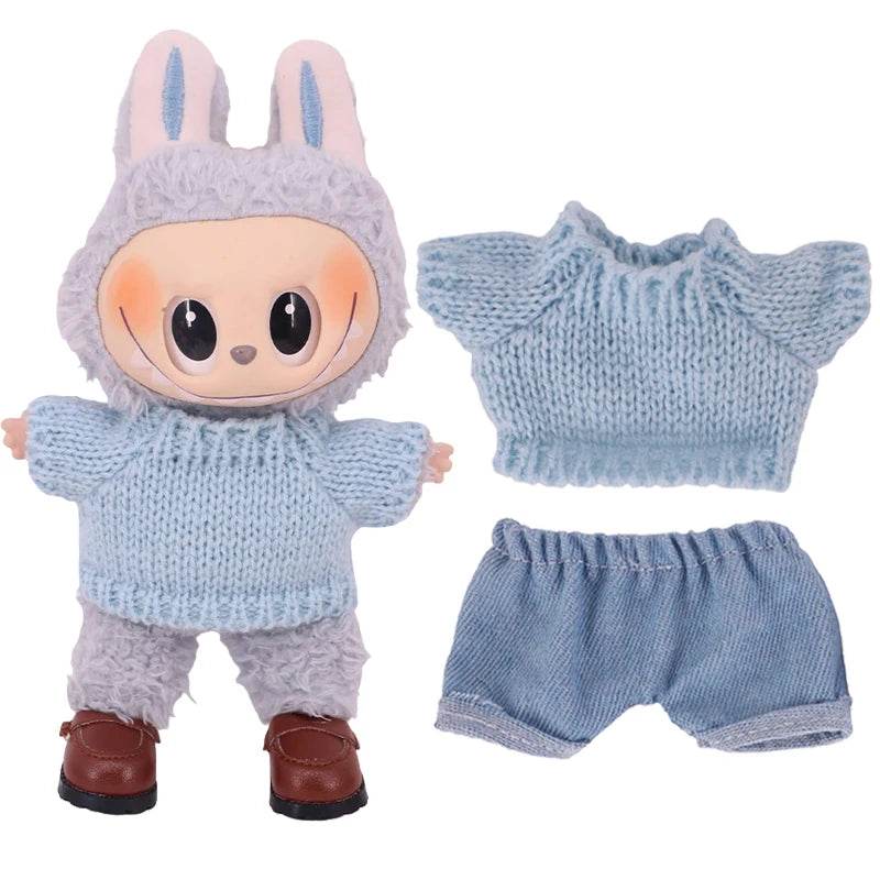 Doll Sweater Overall Shoes 3Pcs Set For Labubu Clothes - ToylandEU