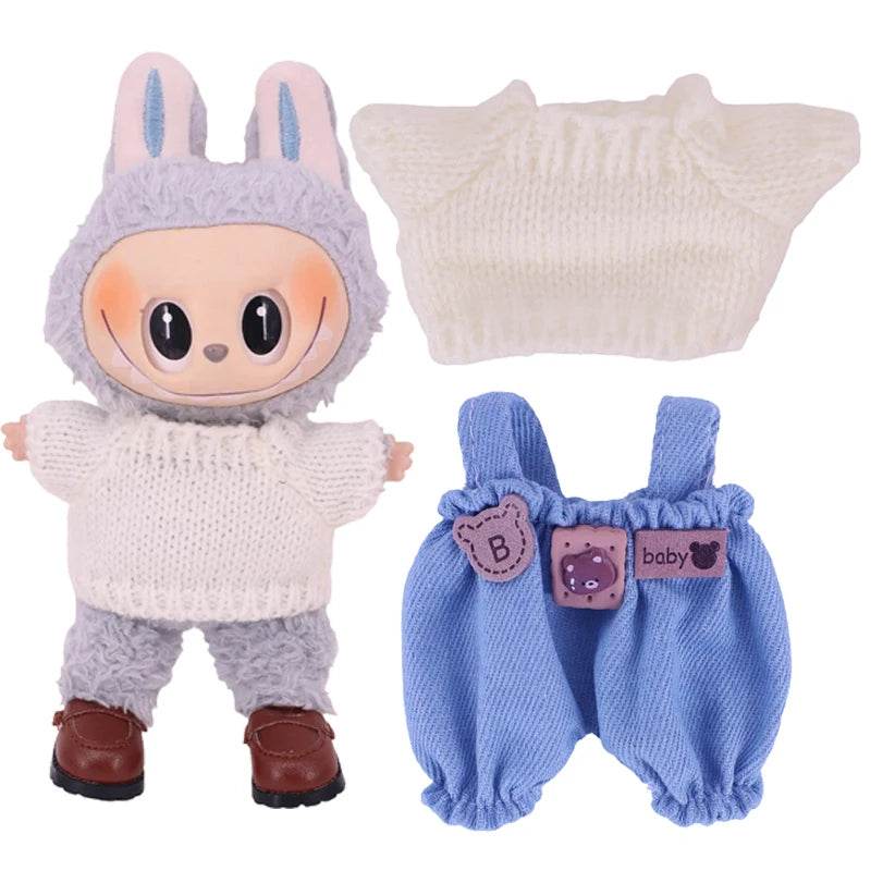 Doll Sweater Overall Shoes 3Pcs Set For Labubu Clothes - ToylandEU