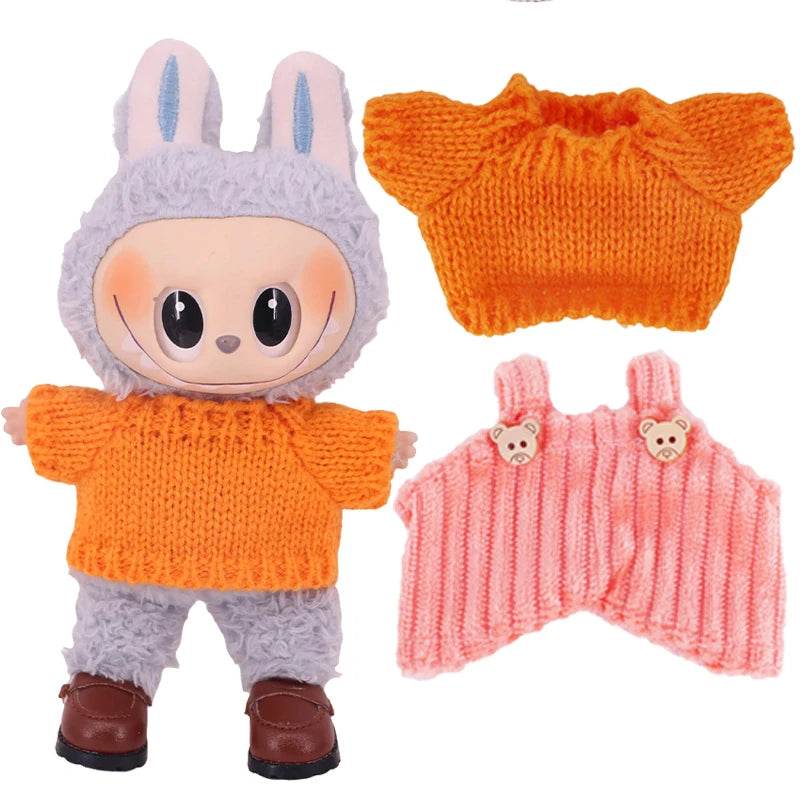 Doll Sweater Overall Shoes 3Pcs Set For Labubu Clothes - ToylandEU