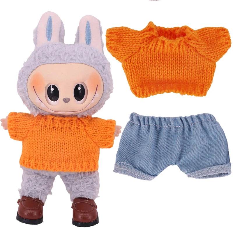 Doll Sweater Overall Shoes 3Pcs Set For Labubu Clothes - ToylandEU