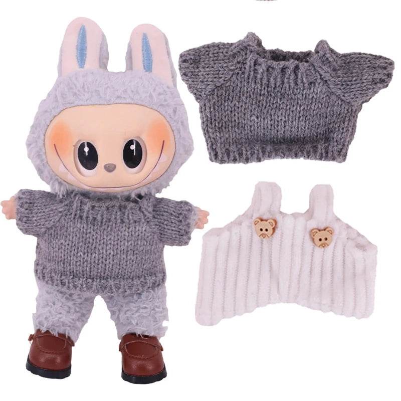 Doll Sweater Overall Shoes 3Pcs Set For Labubu Clothes - ToylandEU