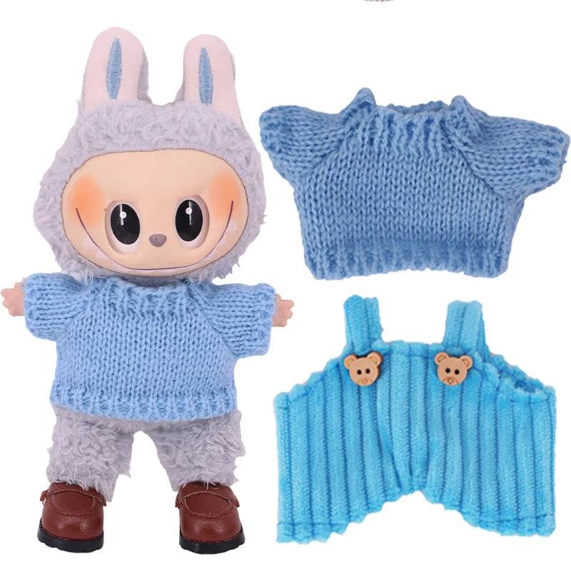 Doll Sweater Overall Shoes 3Pcs Set For Labubu Clothes - ToylandEU