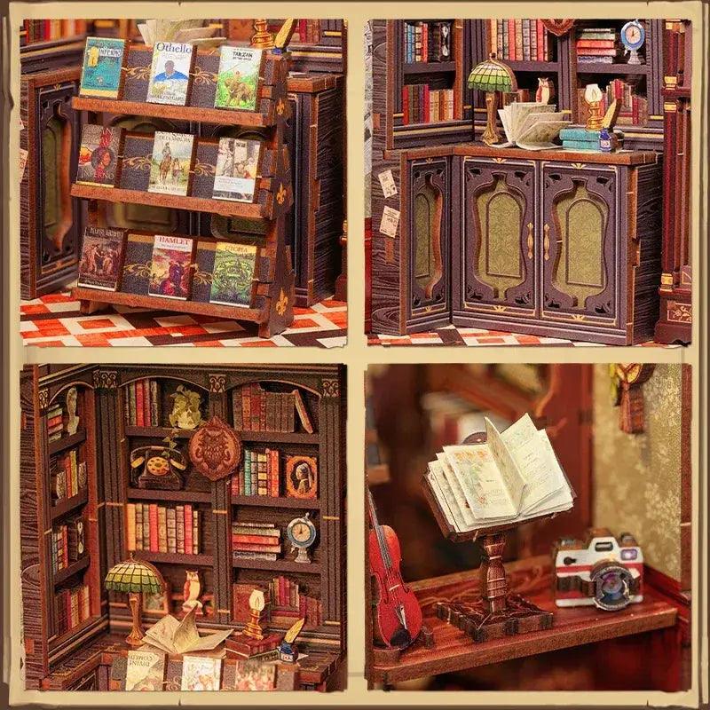  DIY Wooden Dollhouse Kit With Owl Bookstore Furniture -  ToylandEU™