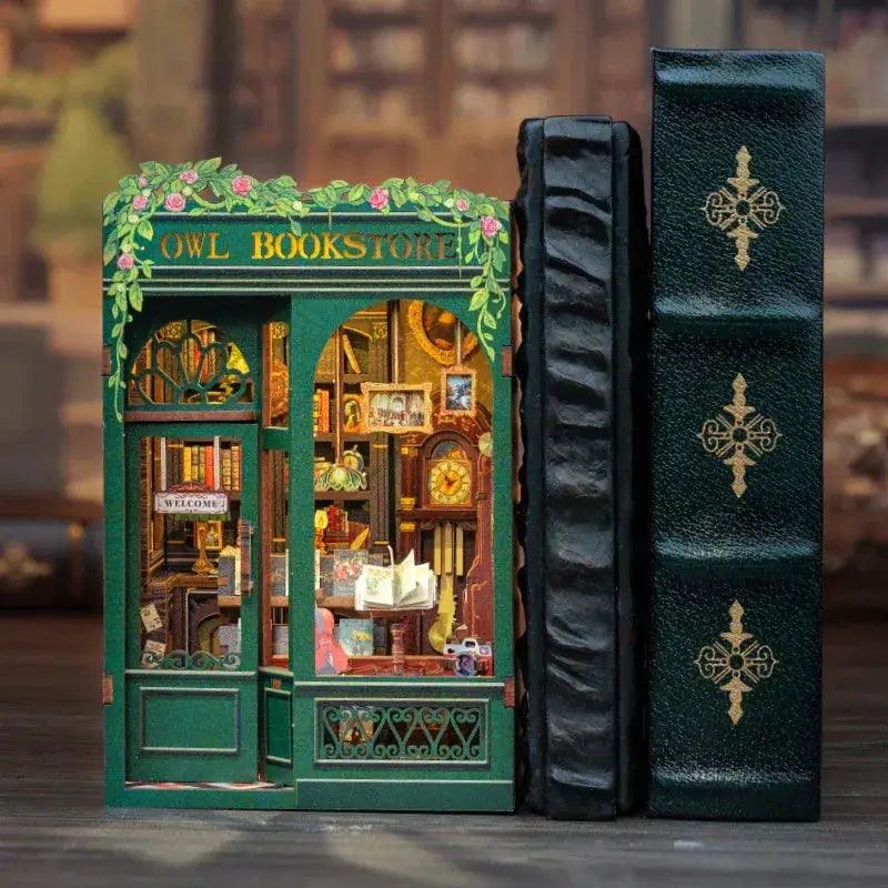  DIY Wooden Dollhouse Kit With Owl Bookstore Furniture -  ToylandEU™