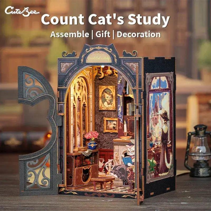  DIY Wooden Dollhouse Kit With Owl Bookstore Furniture -  ToylandEU™