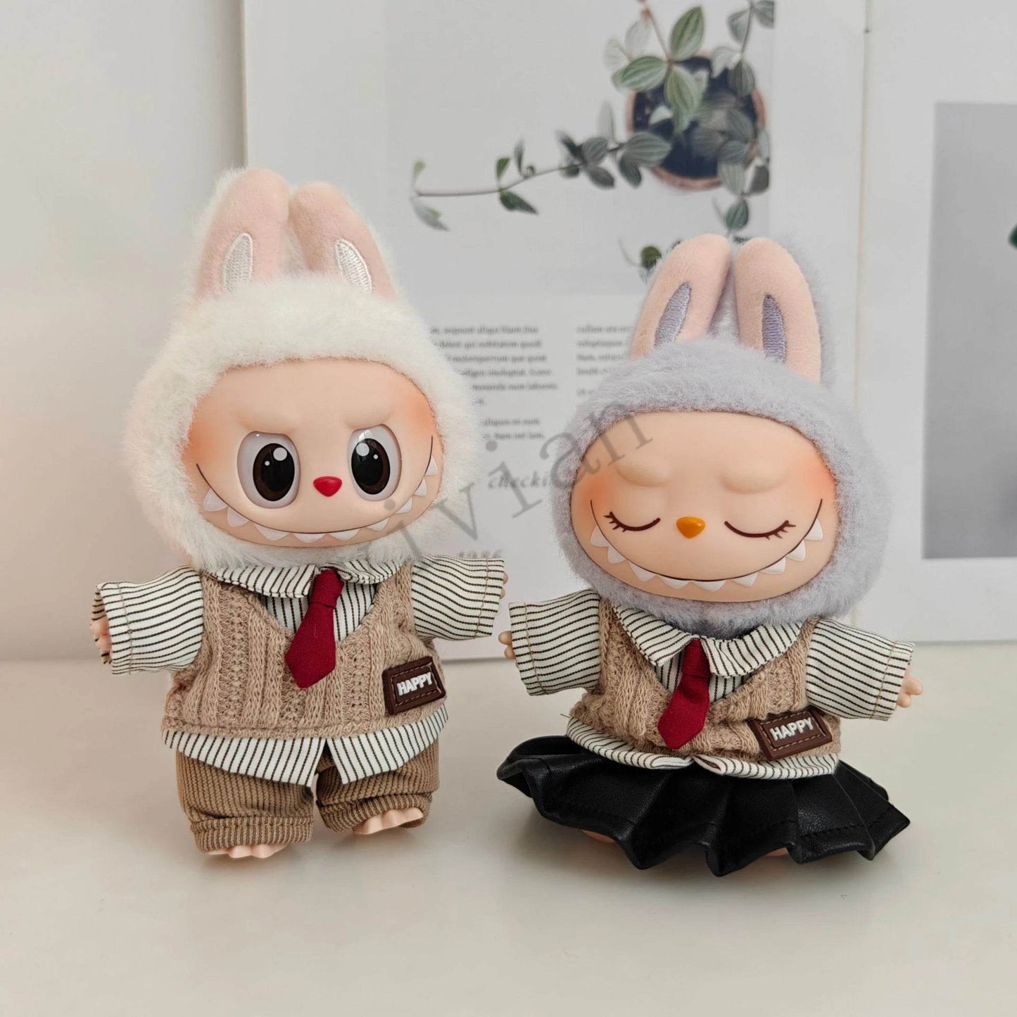 Dolls Clothes Outfit Accessories for 15-17cm Labubu College Style Shirt Leather Skirt and Camera Shoes Clothing - ToylandEU