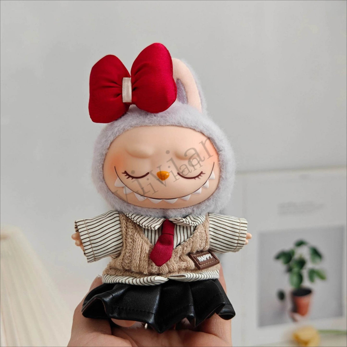 Dolls Clothes Outfit Accessories for 15-17cm Labubu College Style Shirt Leather Skirt and Camera Shoes Clothing - ToylandEU