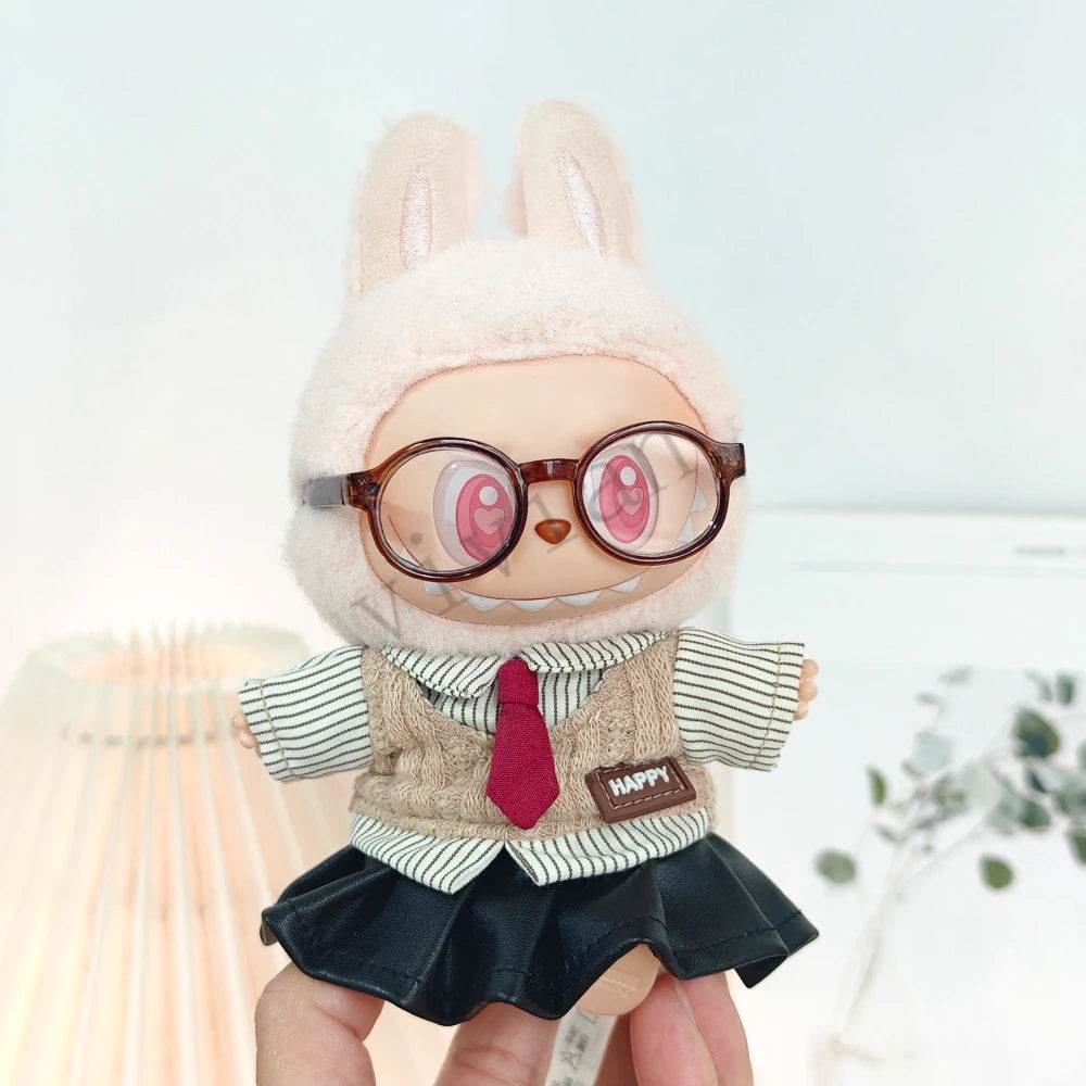 Dolls Clothes Outfit Accessories for 15-17cm Labubu College Style Shirt Leather Skirt and Camera Shoes Clothing - ToylandEU