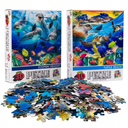  Dolphins & Turtles Set of 2 300 Piece Lenticular Jigsaw Puzzles Prime 3D -  ToylandEU™