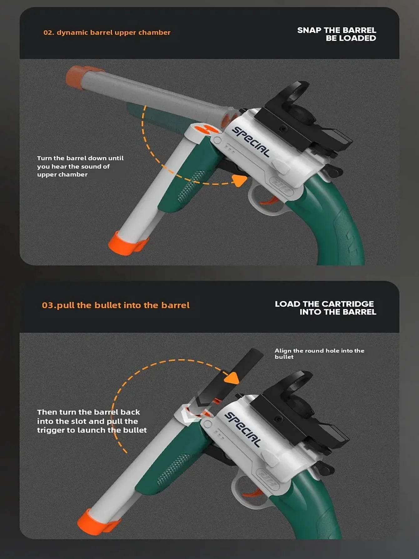Double Barreled S686 Manual Soft Bullet Toy Gun Foam Dart Blaster Plastic Safe Shooting Model for Kids and Boys Games - ToylandEU