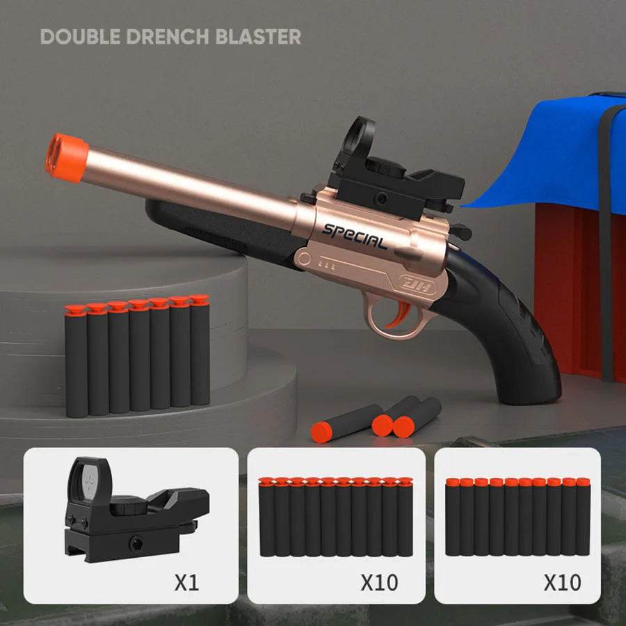 Double Barreled S686 Manual Soft Bullet Toy Gun Foam Dart Blaster Plastic Safe Shooting Model for Kids and Boys Games - ToylandEU