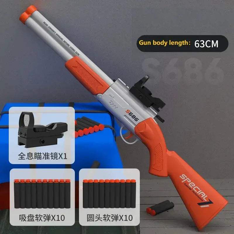 Double Barreled Soft Bullet Toy Gun For Outdoor Play - ToylandEU