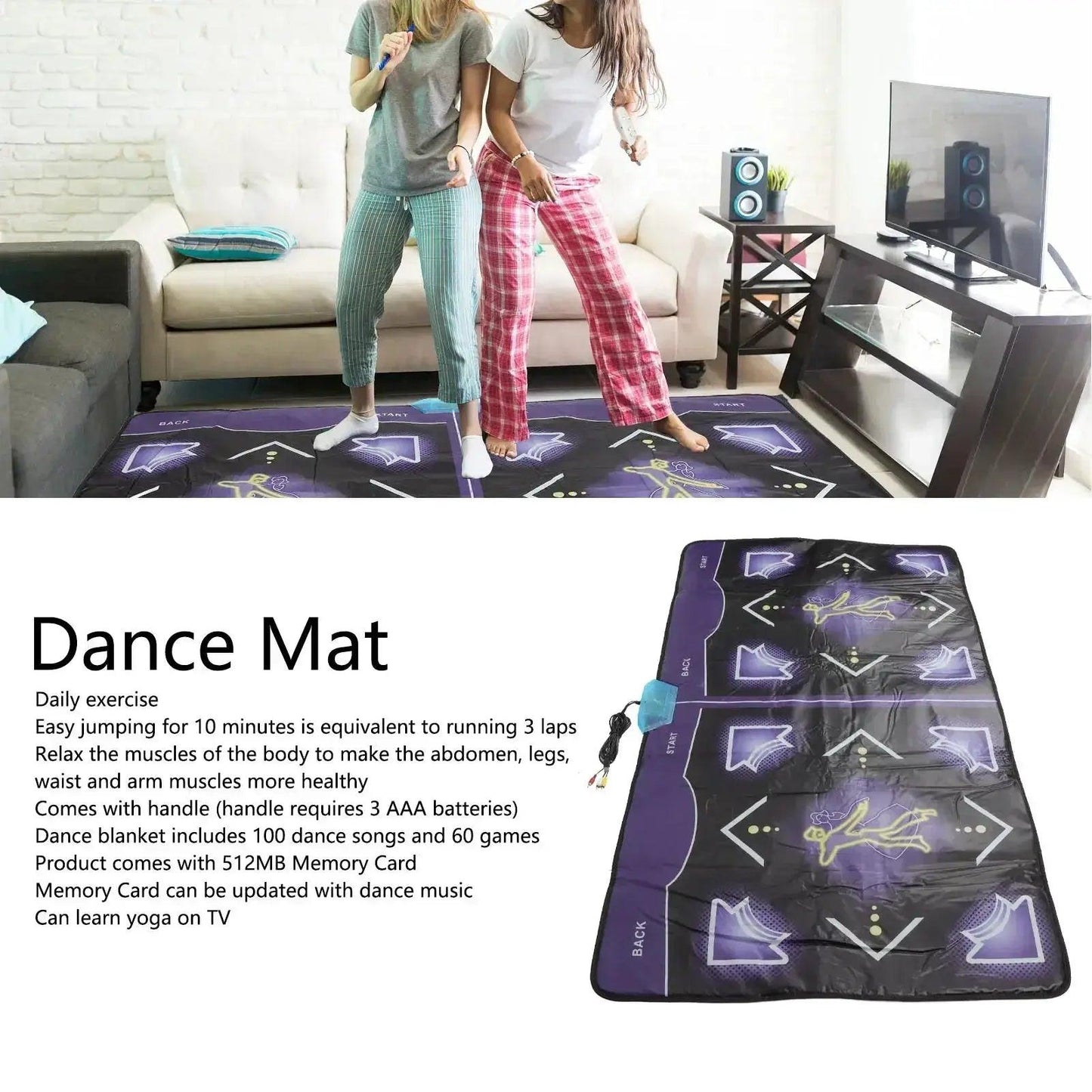  Double Dance Mat Non Slip For Kids And Adults Memory Card -  ToylandEU™