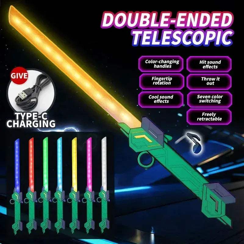 Double-Headed Retractable RGB Lightsaber With Sound Effects USB Charging - ToylandEU