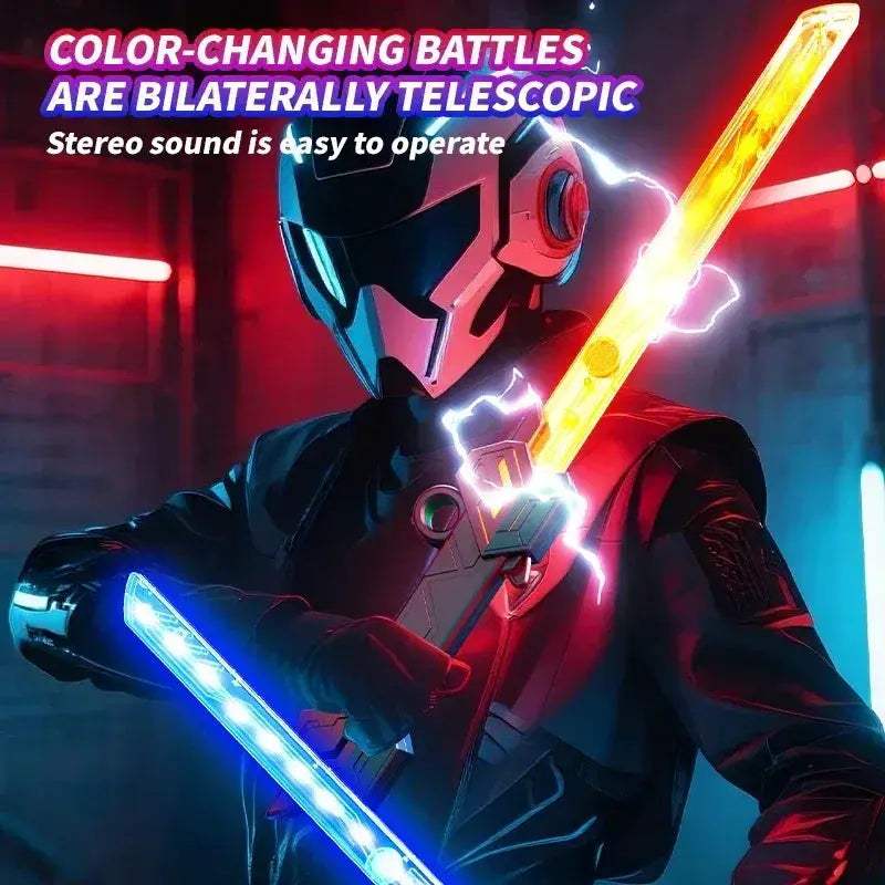 Double-Headed Retractable RGB Lightsaber With Sound Effects USB Charging - ToylandEU