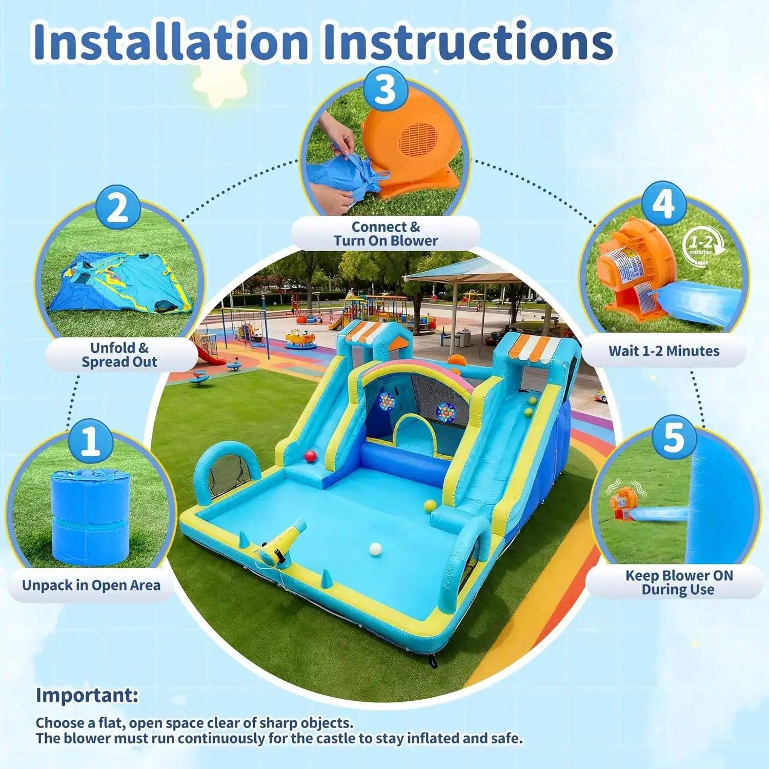  Double Water Slide Inflatable Bounce House For Backyard Fun -  ToylandEU™