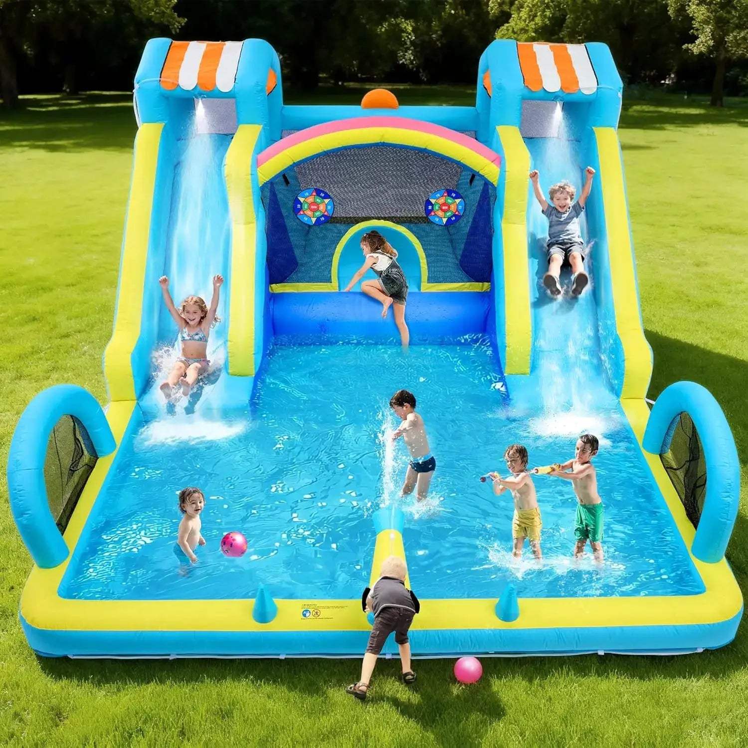  Double Water Slide Inflatable Bounce House For Backyard Fun -  ToylandEU™