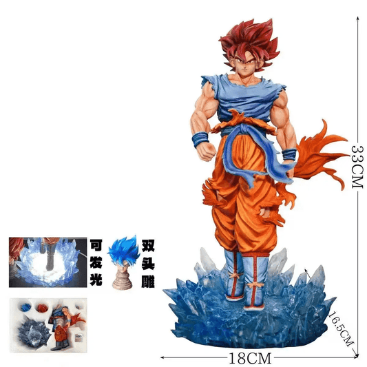  Dragon Ball Super Son Goku Figure Super Saiyan God Blue Led Base Figurines 33 CM -  ToylandEU™