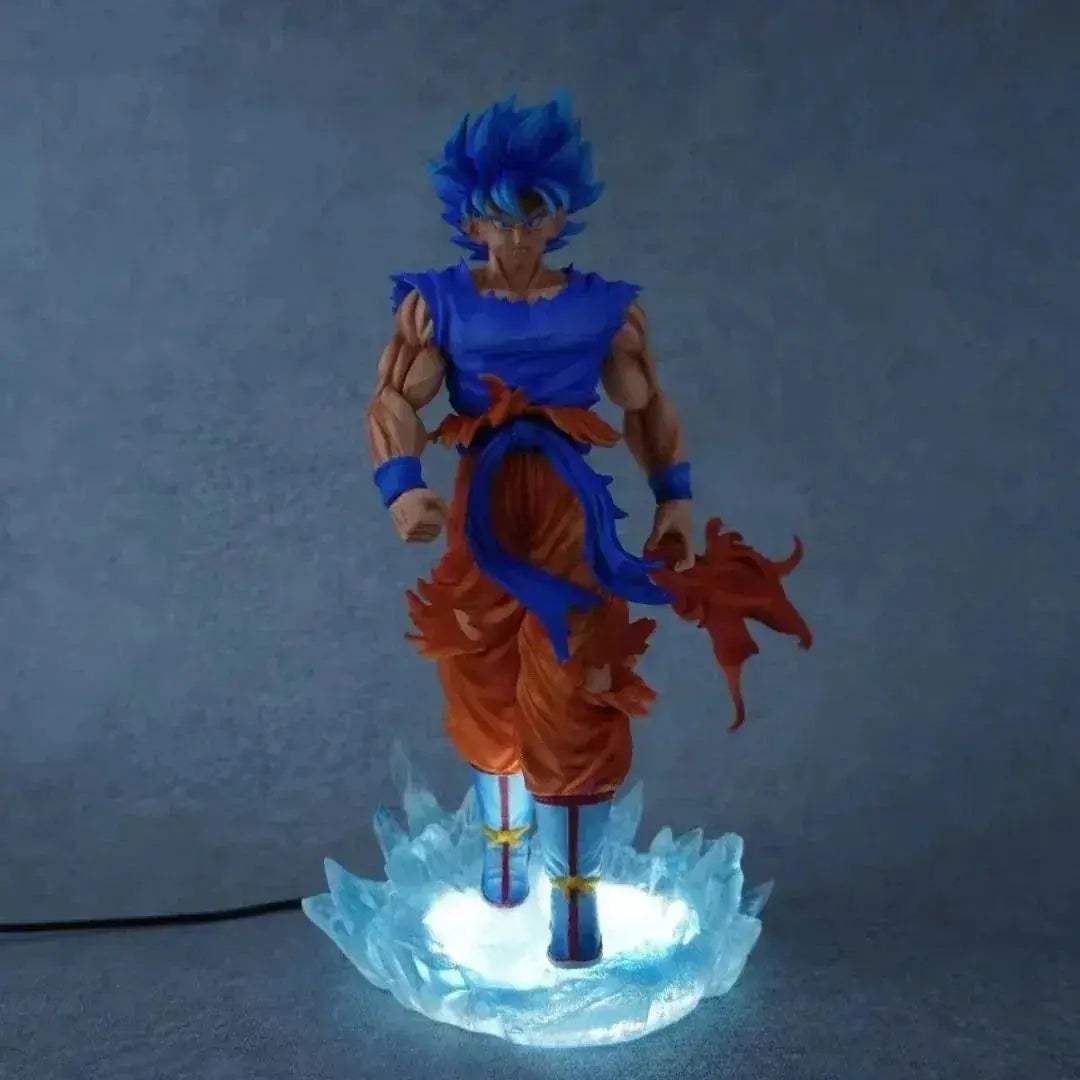 Dragon Ball Super Son Goku Figure Super Saiyan God Blue Led Base Figurines 33 CM - ToylandEU