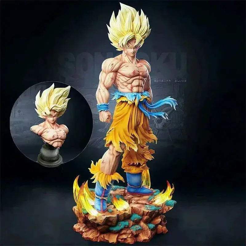 Dragon Ball Z Super Saiyan Son Goku Figure LED SSJ Action Figurines Collection 34 CM - ToylandEU
