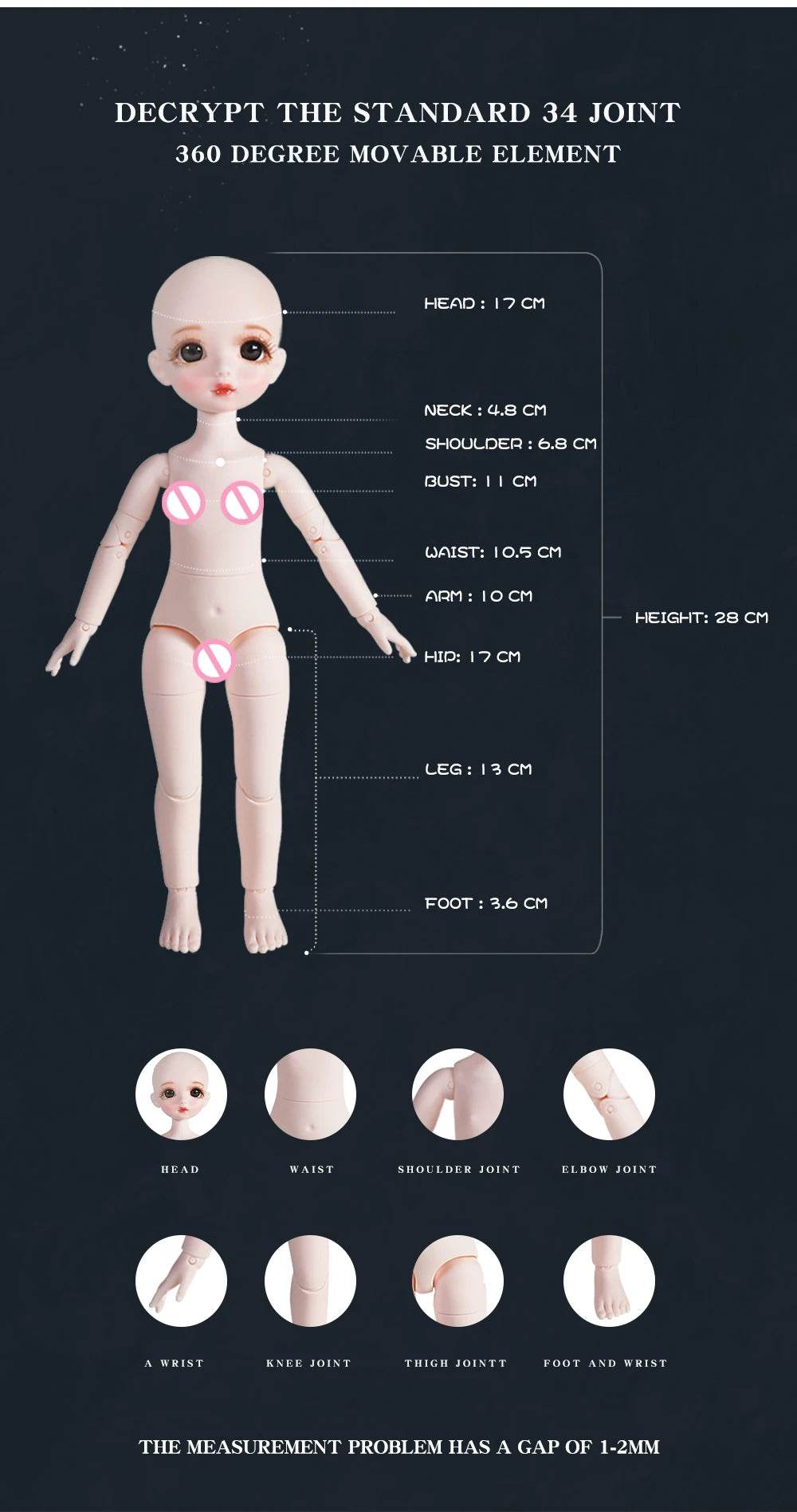 Dream Fairy 1/6 BJD 28 Joints Body Dolls Full Set Gift - ToylandEU